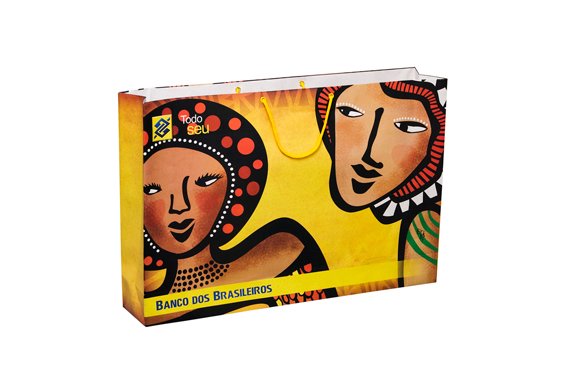 Variedade de sacolas de papel personalizadas da Gazoni Embalagens, incluindo sacolas kraft, duplex e triplex com diferentes acabamentos e designs