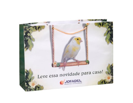 Informações sobre reciclagem e descarte de sacolas de papel offset sem plastificação mostrando instruções para consumidores e empresas